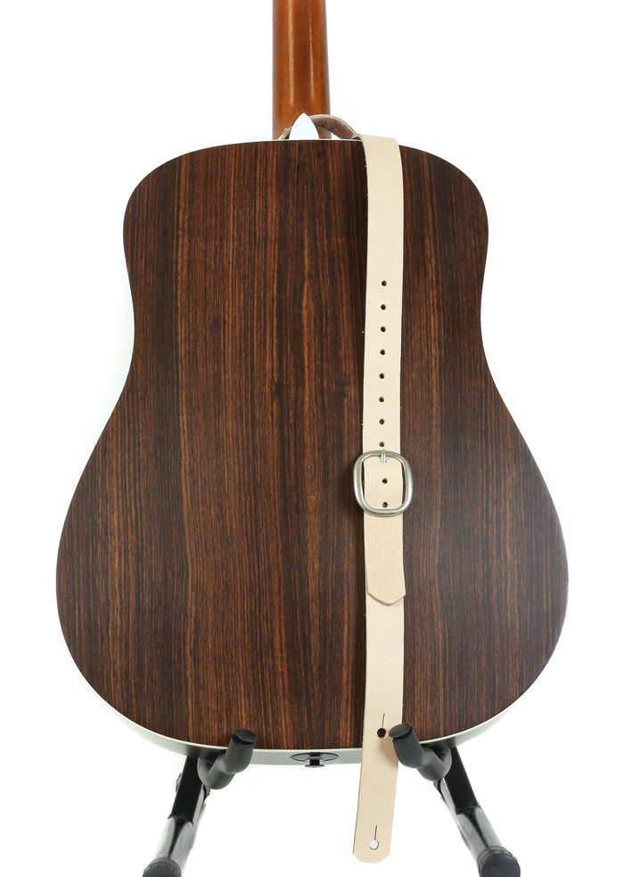 1 1/4" Wide Beige Tanned Leather Buckle Guitar Strap