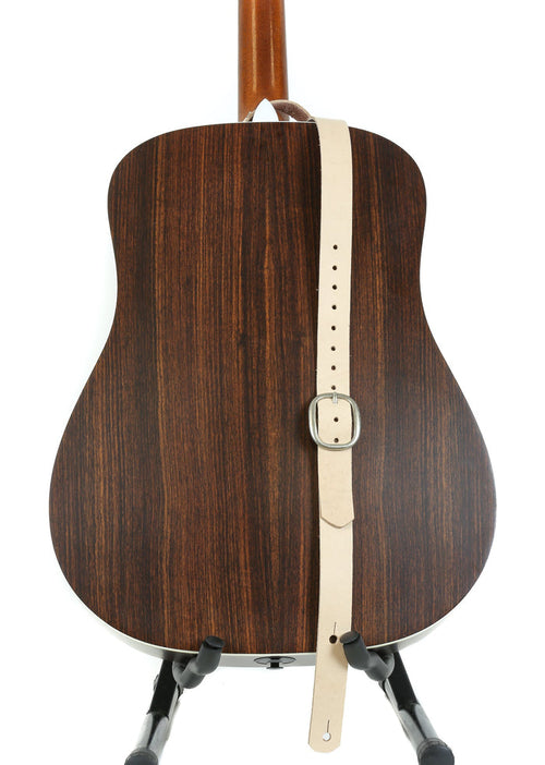 1 1/4" Wide Beige Tanned Leather Buckle Guitar Strap