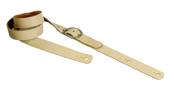 1 1/4" Wide Beige Tanned Leather Buckle Guitar Strap
