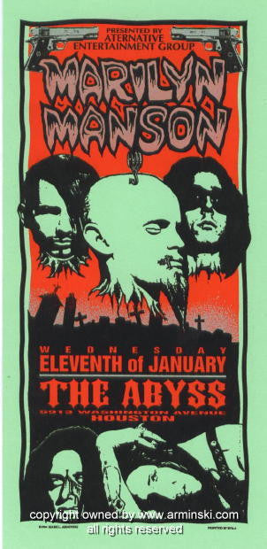 1995 Marilyn Manson Concert Handbill by Mark Arminski (MA-017)