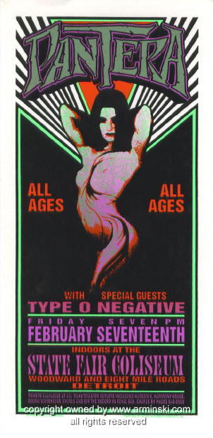 1995 Pantera Concert Handbill by Mark Arminski (MA-020)
