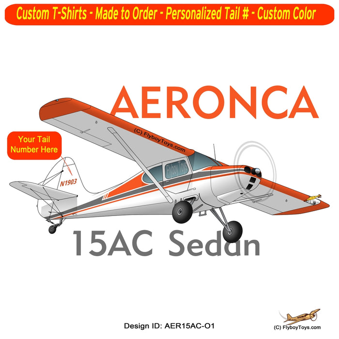Aeronca 15AC Sedan (Orange) Airplane T-Shirt - Personalized with Your N#