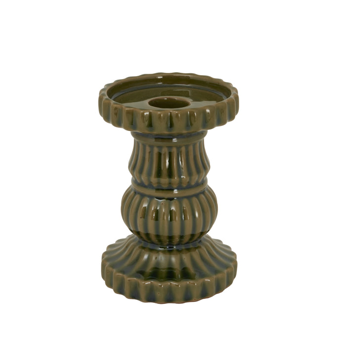 Alora Olive Ceramic Pillar Candle Holder