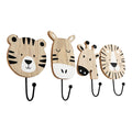 Animal Carvings of Lion, Giraffe, Elephant & Zebra Hooks