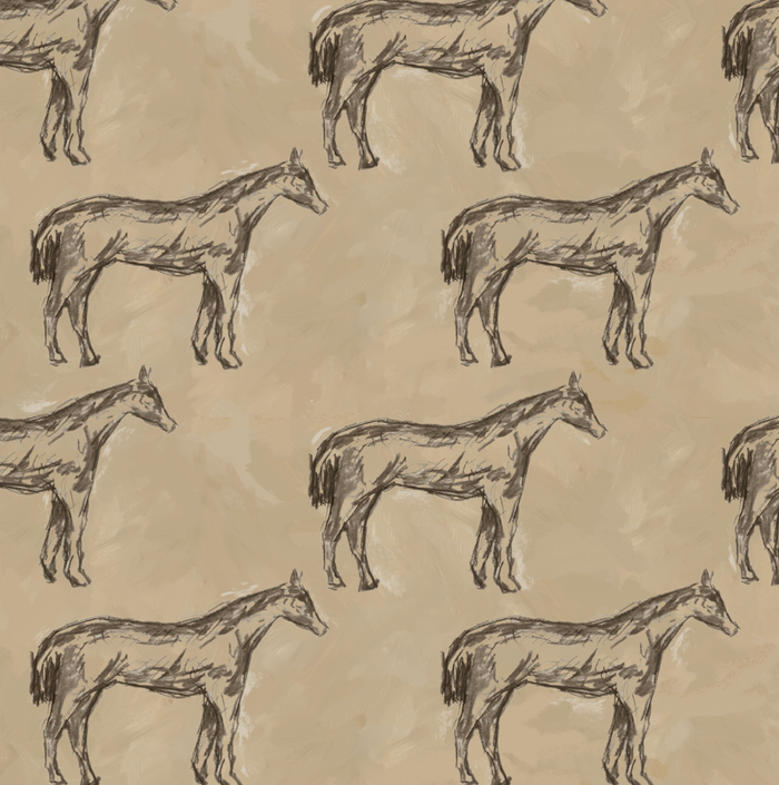 Antique Parchment Horse in Parchment Wallpaper