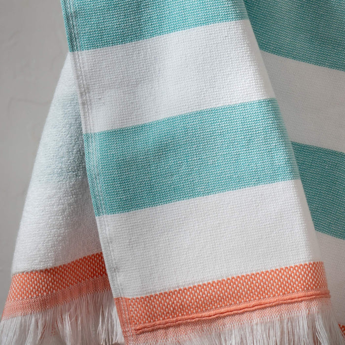 Aqua Striped Beach Towels - stripe, lightweight, close-up detail 1 | Soak and Sleep