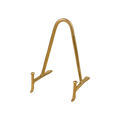 Medium Arc Display Stand in gold-tone iron with a rounded arch frame, slim supports and splayed feet designed to hold a plate, book or framed decorative object.