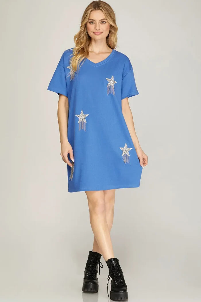 Baby I'm a Star Fringe T-shirt Dress