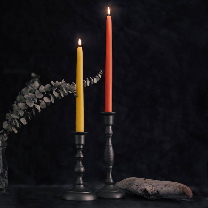 beeswax taper candles from bluecorn beeswax in raw bees wax and apricot pink  candles for taprs