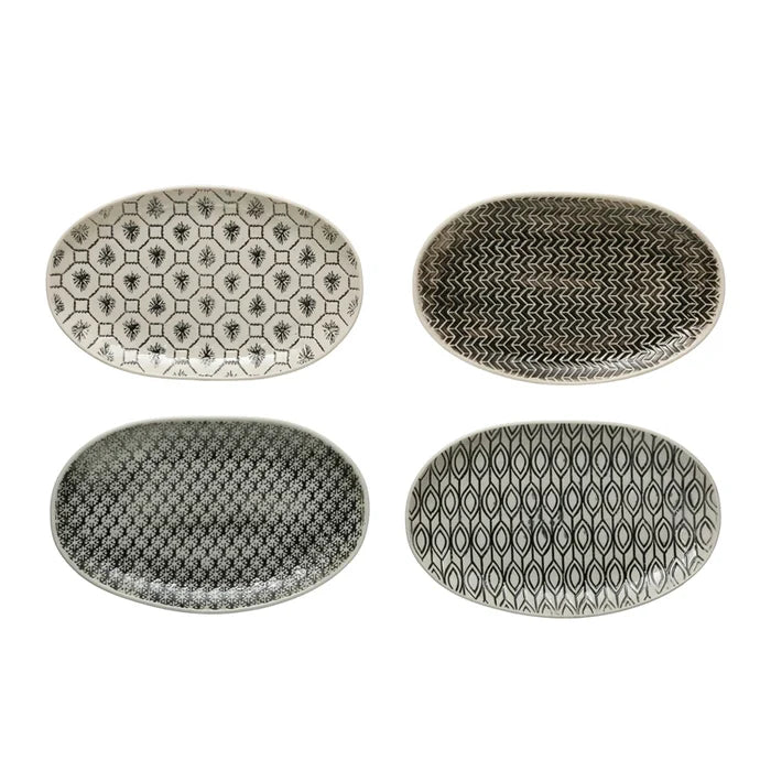 Black & Cream Oval Plate