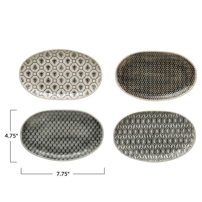 Black & Cream Oval Plate
