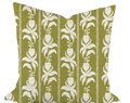Blocked Tulips in Chartreuse Custom Pillow