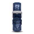 Blue Croc Pattern Leather Strap With Silver Buckle for men, featuring a textured deep blue leather design and polished silver buckle, embodying bold luxury by design.