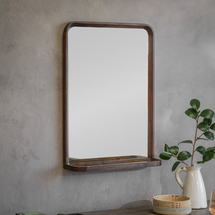 Bramley Wooden Mirror with Shelf
