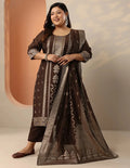 Brown Silk Blend Suit Set