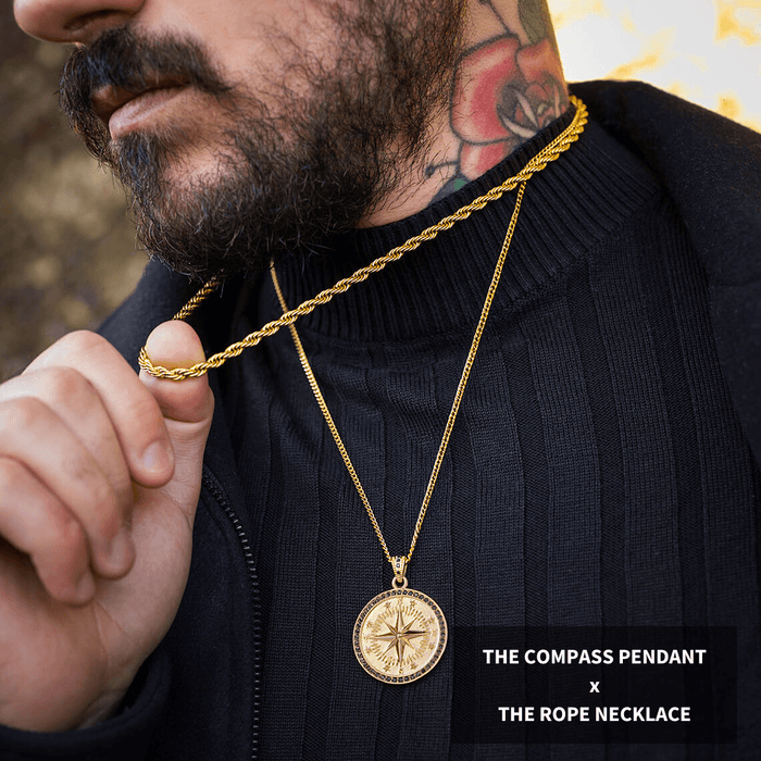 The Gold Compass Pendant - Essentials Collection / The Gold Rope Necklace - Essentials Collection