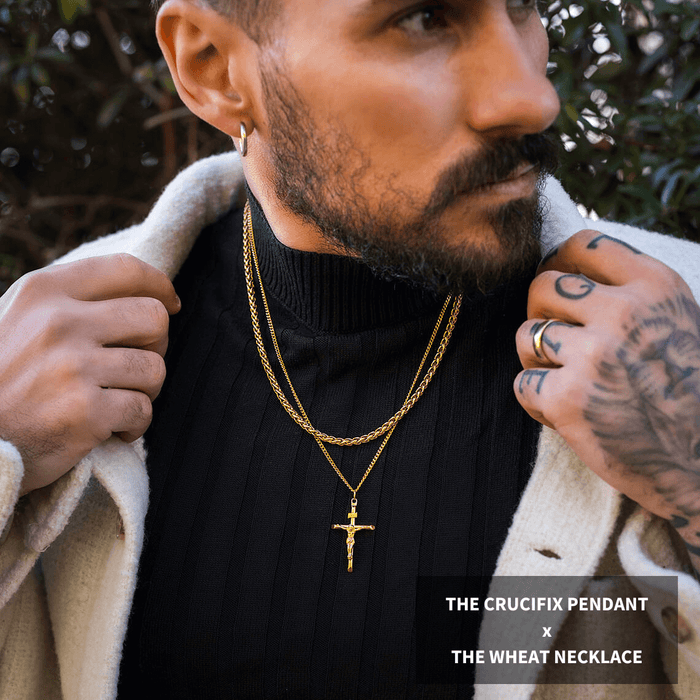 The Gold Crucifix Pendant - Essentials Collection / The Gold Wheat Necklace - Essentials Collection