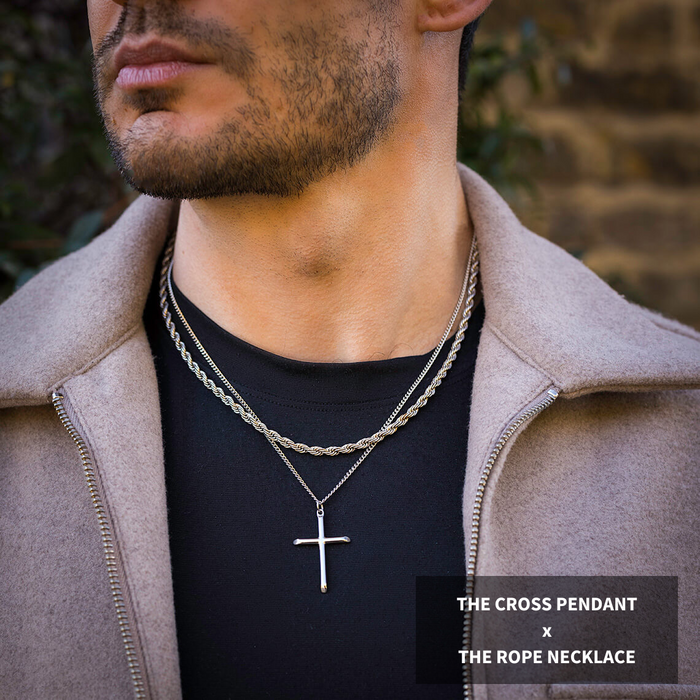 The Silver Cross Pendant - Essentials Collection / The Silver Rope Necklace - Essentials Collection