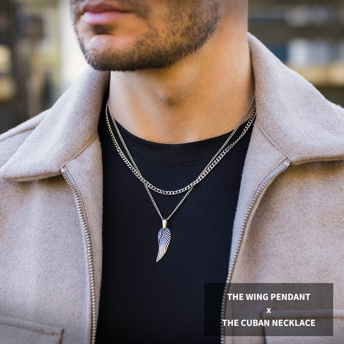 The Silver Wing Pendant - Essentials Collection / The Silver Cuban Necklace - Essentials Collection