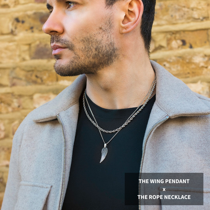 The Silver Wing Pendant - Essentials Collection / The Silver Rope Necklace - Essentials Collection