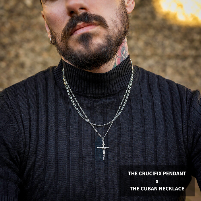 The Silver Crucifix Pendant - Essentials Collection / The Silver Cuban Necklace - Essentials Collection