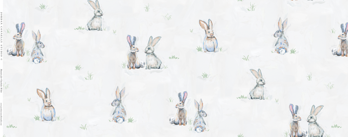 Bunnies for Charlotte in White- Fabric