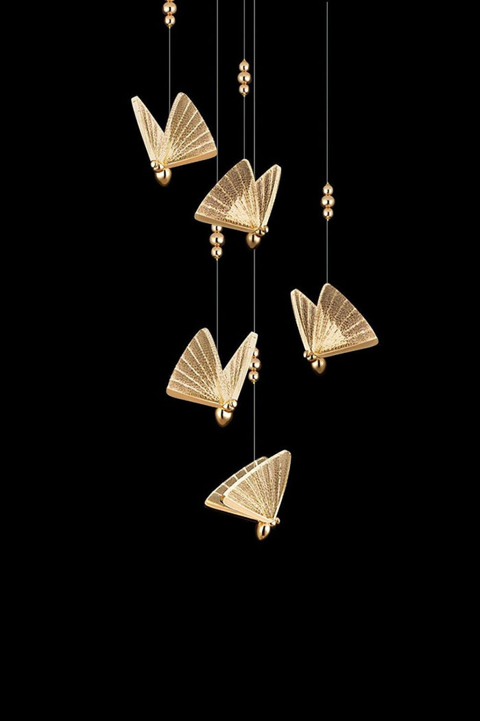 Round Canopy 5 heads Dia 50cm / ∅ 19.7″ / Gold+Clear / Warm Light