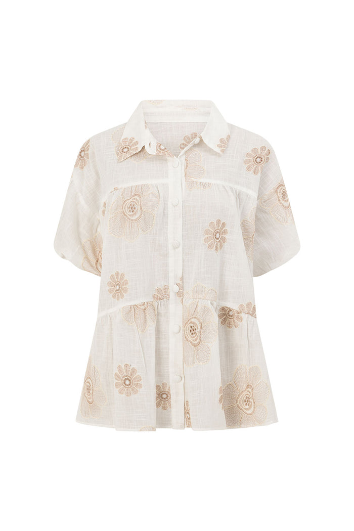 Camela Top - Broderie Motif