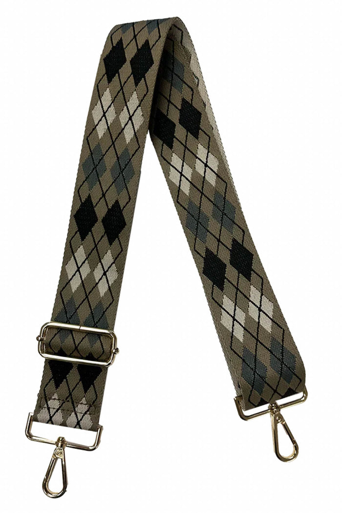 Camel/Black Argyle Adjustable Bag Strap