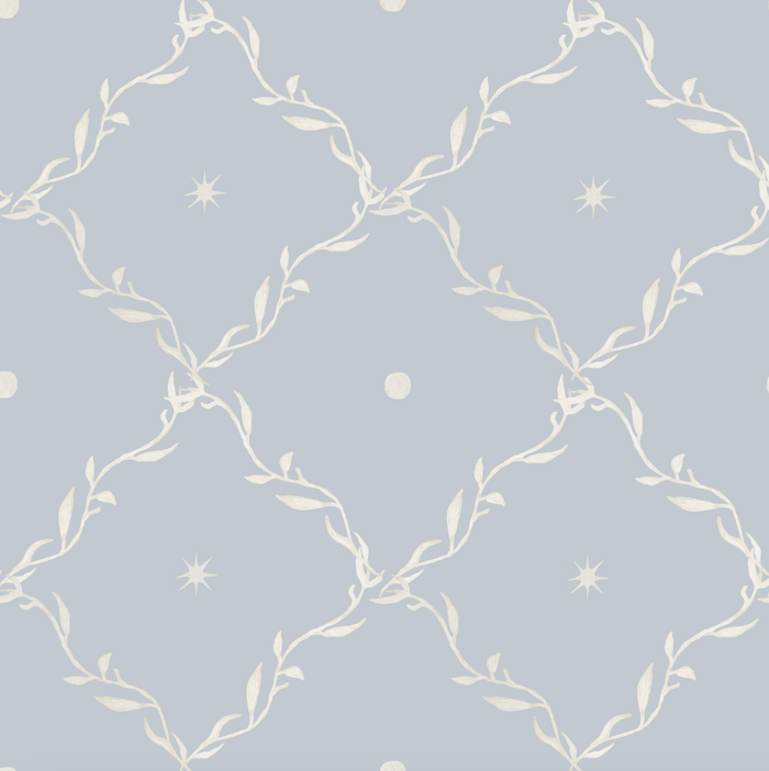 Celestial Trellis in Blue Wallpaper