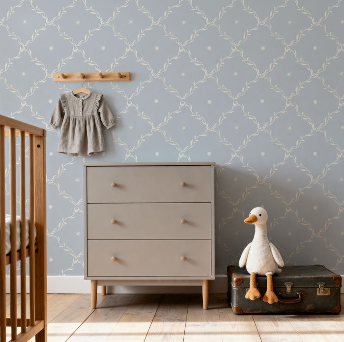 Celestial Trellis in Blue Wallpaper