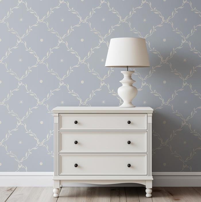 Celestial Trellis in Blue Wallpaper