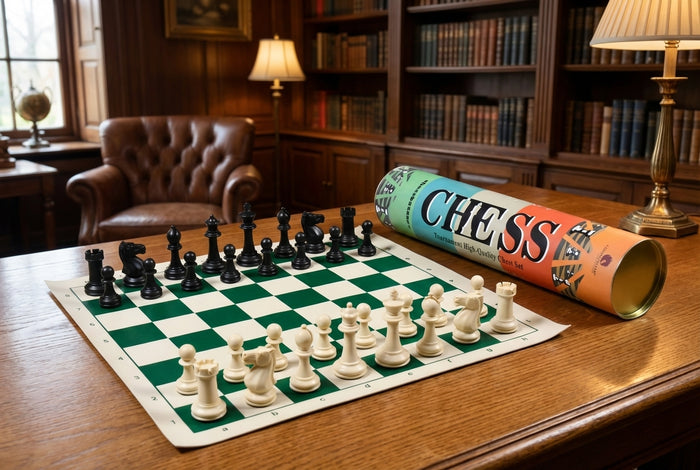 Checkmate Tournament Plastic Chess Pieces with Roll-Up Board 3.75"- King