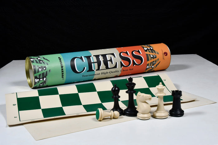 Checkmate Tournament Plastic Chess Pieces with Roll-Up Board 3.75"- King