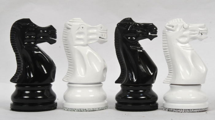 Chess Pieces Black & White Painted Wood 3.9" - Slightly Imperfect