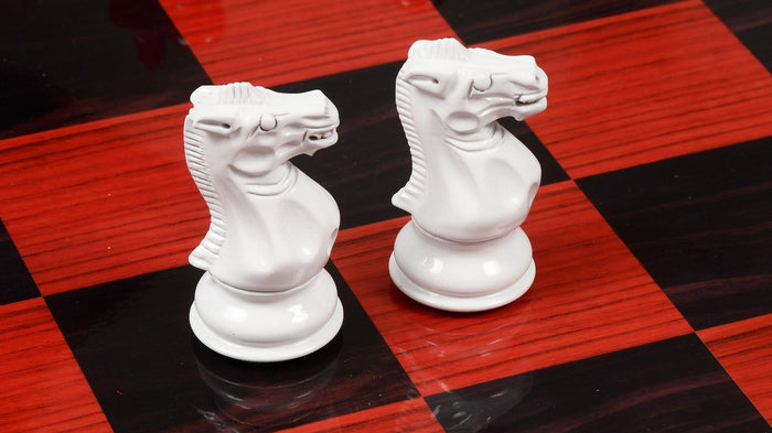 Chess Pieces Red & White Painted Wood 3.0" - Slightly Imperfect | CHESSBAZAAR