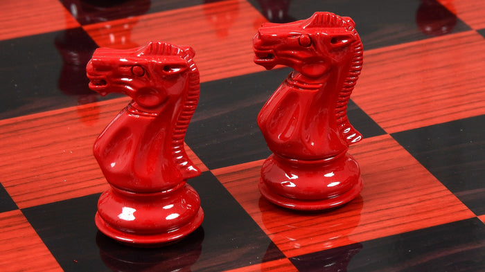 Chess Pieces Red & White Painted Wood 3.0" - Slightly Imperfect | CHESSBAZAAR