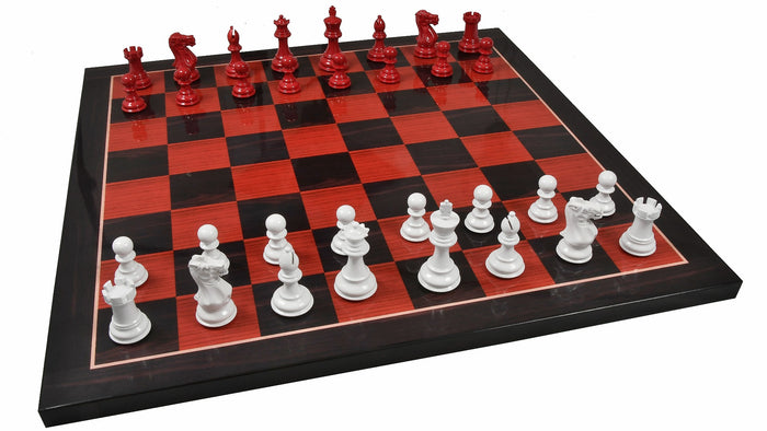 Chess Pieces Red & White Painted Wood 3.0" - Slightly Imperfect | CHESSBAZAAR