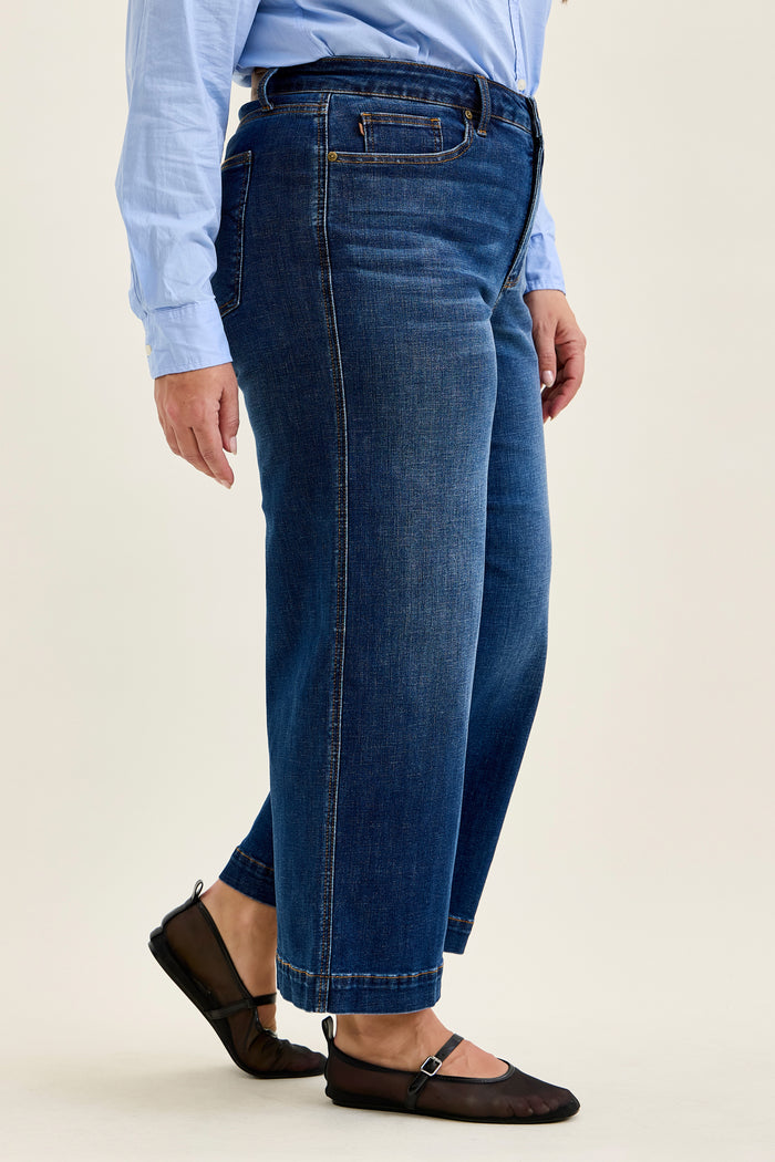 Claudia Ankle Length Wide Leg Denim - Curvy Available