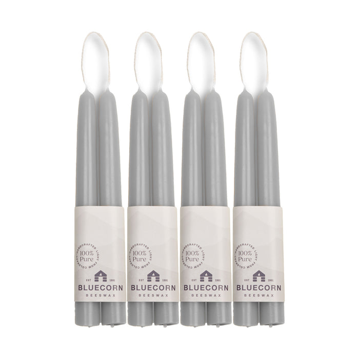 Clearance Candles - 4-Pair 8" Gray Hand-Dipped beeswax tapers with white background