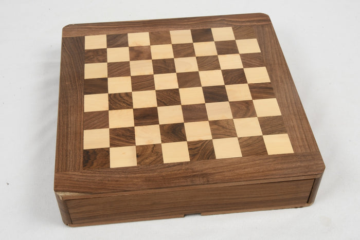Compact Travel Series Magnetic Chess Set – Sheesham & Boxwood with Dice & Stones | Slight Imperfections