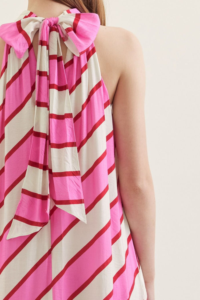 Creamsicle Pink Stripe Halter Maxi Dress