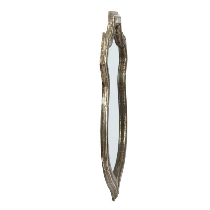Distressed Metallic Crest Shape Accent Wall Mirror | 24"x20"
