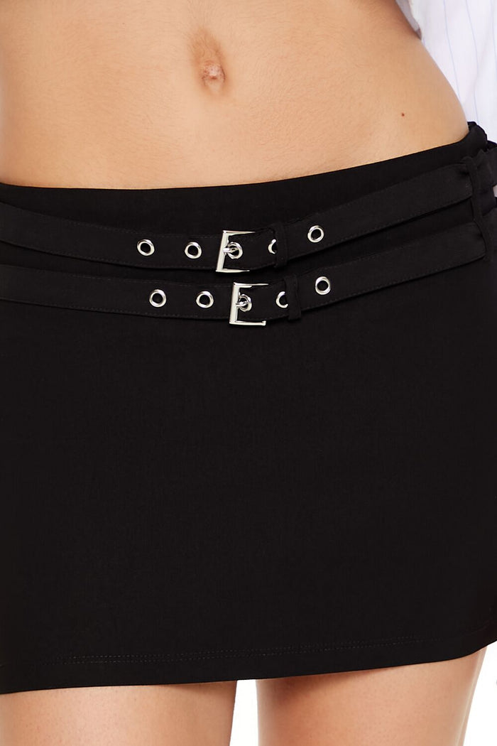Double Belt Mini Skirt