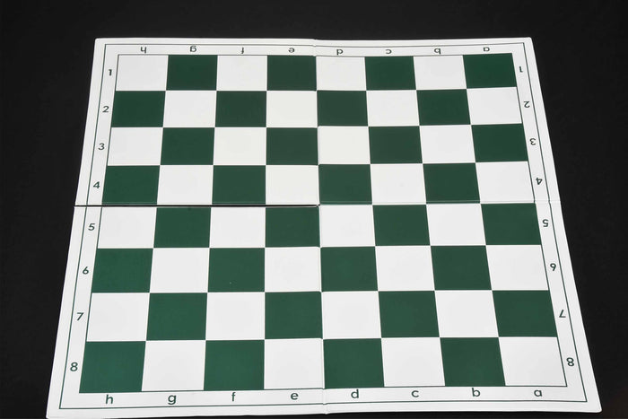 Double Folding PVC Chess Board Green & White Algebraic Notation 55mm
