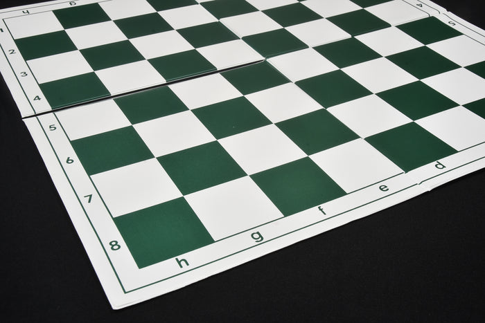 Double Folding PVC Chess Board Green & White Algebraic Notation 55mm