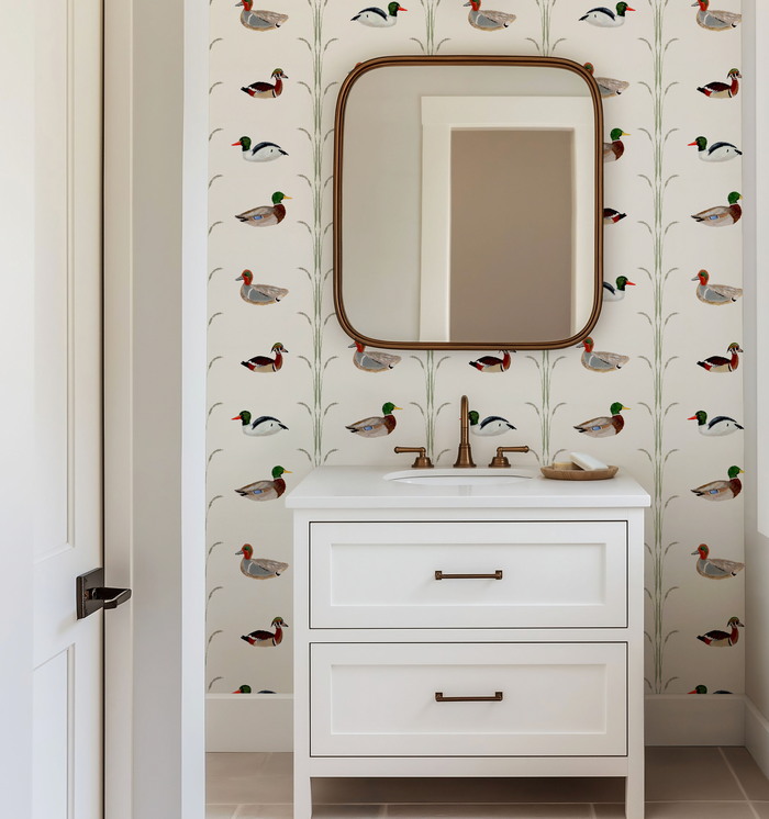 Ducks for Nicholas in Cream Wallpaper
