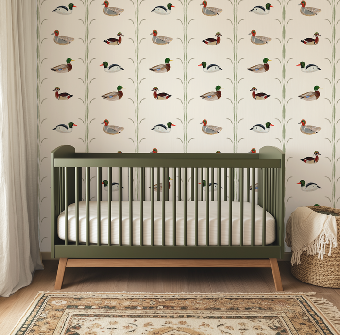 Ducks for Nicholas in Cream Wallpaper