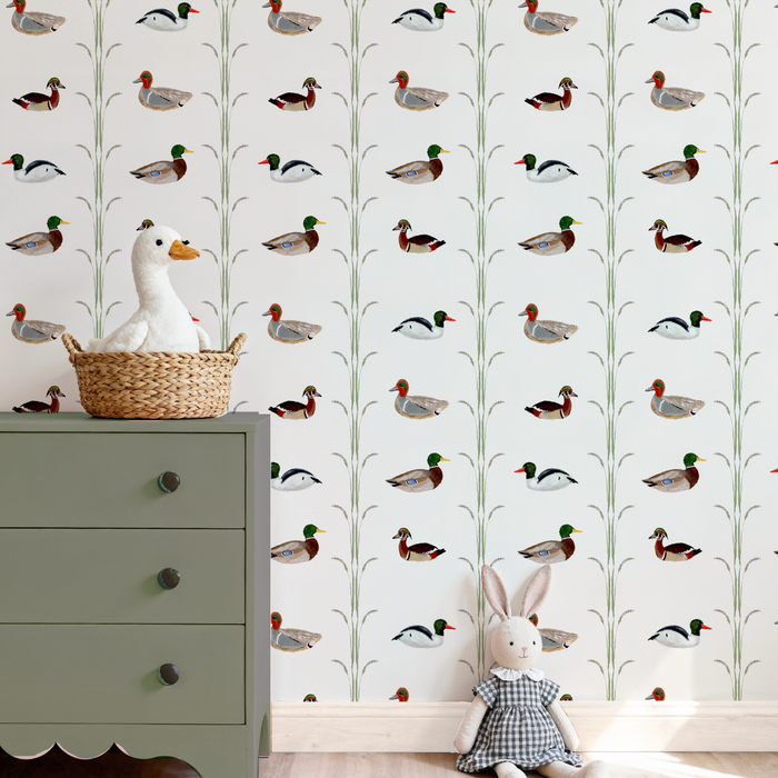 Ducks for Nicholas in Cream Wallpaper