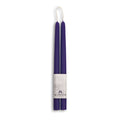 12" Eggplant beeswax taper candles with white bluecorn label and white background